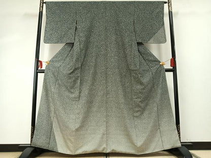 平和屋着物●訪問着　紬地　縞　正絹　逸品　AABE5578fy