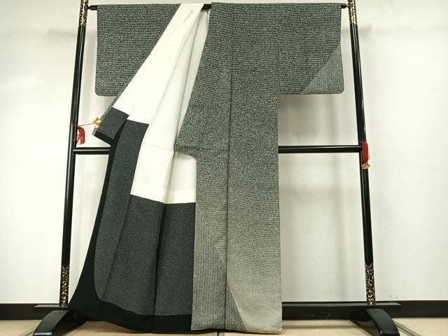 平和屋着物●訪問着　紬地　縞　正絹　逸品　AABE5578fy