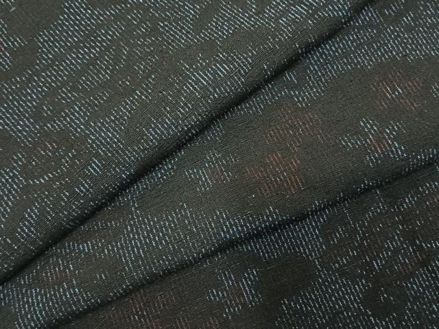 平和屋着物●結城紬　雲取り花文　正絹　逸品　AABE5579fy