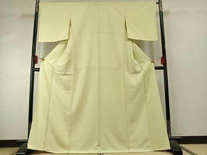 平和屋着物●上質な紬　色無地　女郎花色　正絹　逸品　AABE5580fy