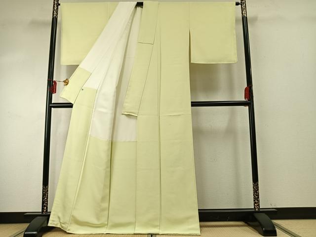 平和屋着物●上質な紬　色無地　女郎花色　正絹　逸品　AABE5580fy