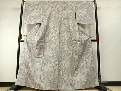 平和屋着物●本場大島紬　白大島　一元7マルキ　総絣　草花文　正絹　逸品　AABE5585fy