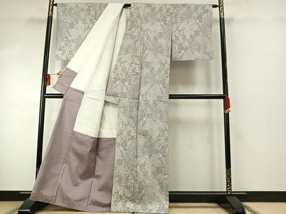 平和屋着物●本場大島紬　白大島　一元7マルキ　総絣　草花文　正絹　逸品　AABE5585fy