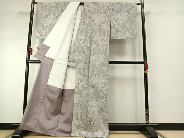 平和屋着物●本場大島紬　白大島　一元7マルキ　総絣　草花文　正絹　逸品　AABE5585fy