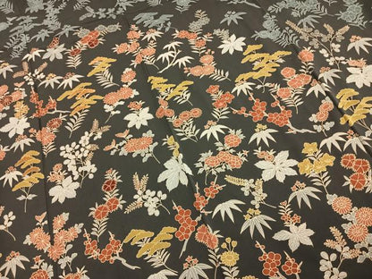 平和屋着物●訪問着　刺繍　草花文　黒地　正絹　逸品　AABE5586fy