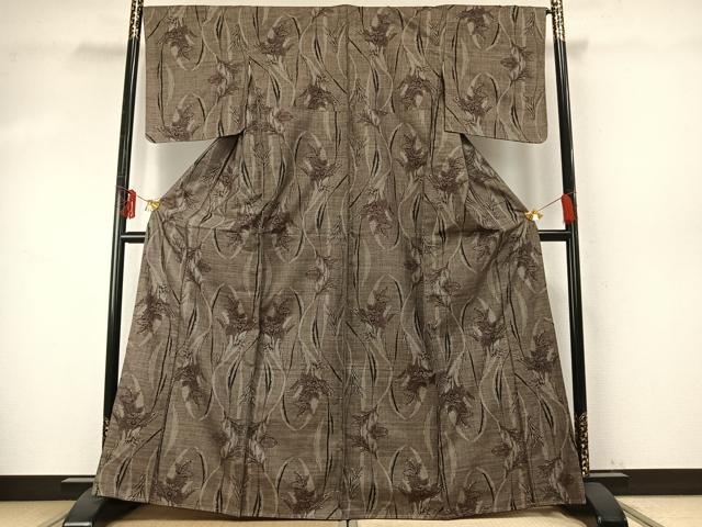 平和屋着物●本場大島紬　カタス9マルキ　草花文　正絹　逸品　AABE5587fy