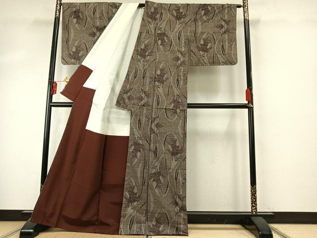 平和屋着物●本場大島紬　カタス9マルキ　草花文　正絹　逸品　AABE5587fy