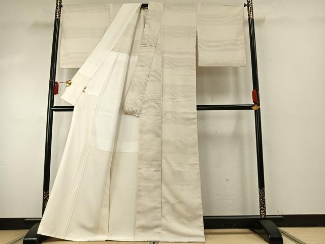 平和屋着物●上質な小紋　網代織　横段文　ますいわ屋扱い　正絹　逸品　AABE5588fy