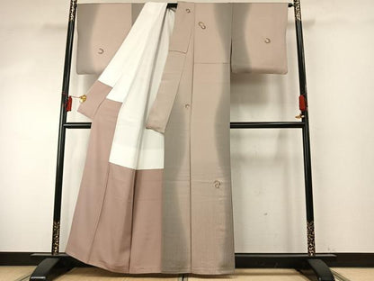 平和屋着物●訪問着　刺繍　雪輪重ね文　暈し染め　金糸　正絹　逸品　AABE5589fy
