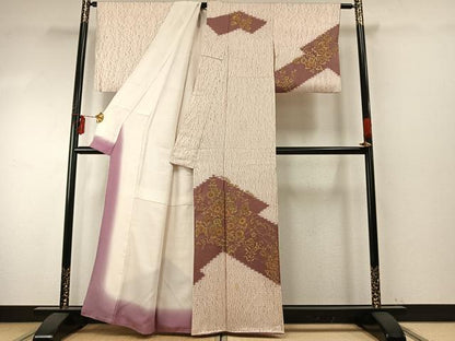 平和屋着物●訪問着　草花文　金彩　正絹　逸品　AABE5605fy