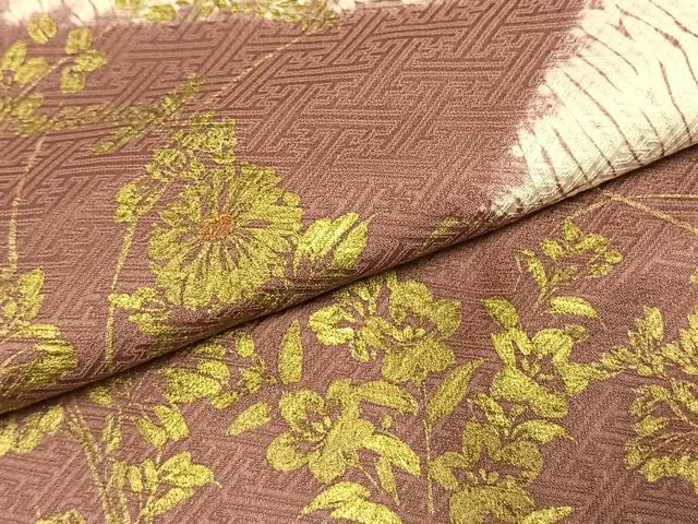 平和屋着物●訪問着　草花文　金彩　正絹　逸品　AABE5605fy