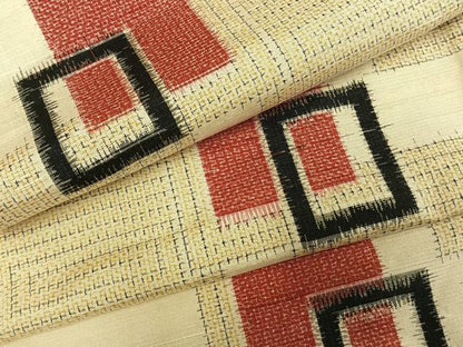 平和屋着物▽上質な紬 単衣 色紙重ね文 正絹 逸品 AABE5612fy