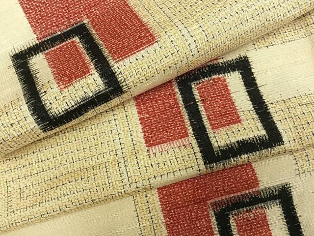 平和屋着物▽上質な紬 単衣 色紙重ね文 正絹 逸品 AABE5612fy