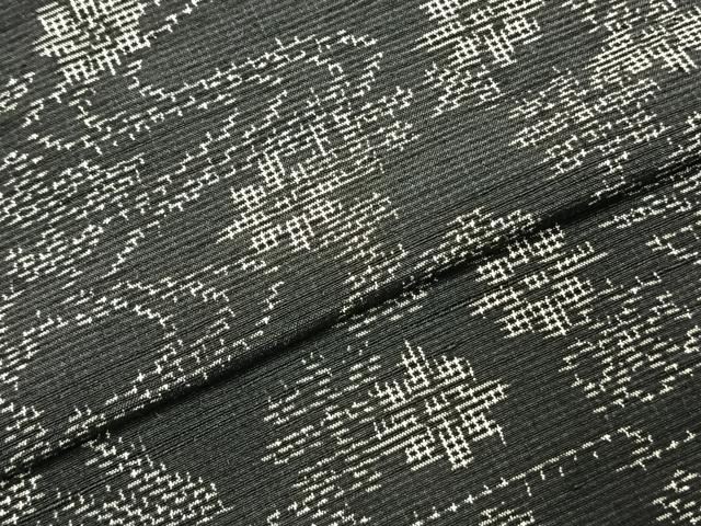 平和屋着物▽上質な紬 単衣 流水花文 黒地 正絹 逸品 AABE5613fy