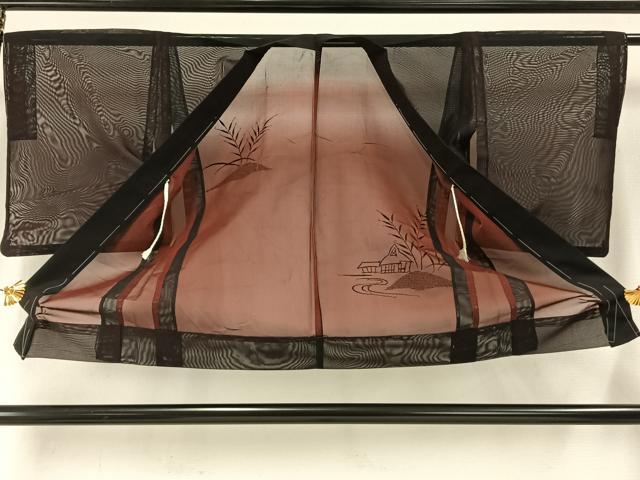 平和屋着物▽羽織　スリーシーズン　春夏秋　塵除け　刺繍　風景文　正絹　逸品　未使用　AABE5614fy 平和屋着物▽羽織 スリーシーズン 春夏秋 塵除け 刺繍 風景文 正絹
