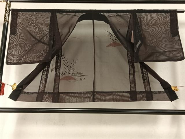 平和屋着物▽羽織 スリーシーズン 春夏秋 塵除け 刺繍 風景文 正絹 逸品 未使用 AABE5614fy