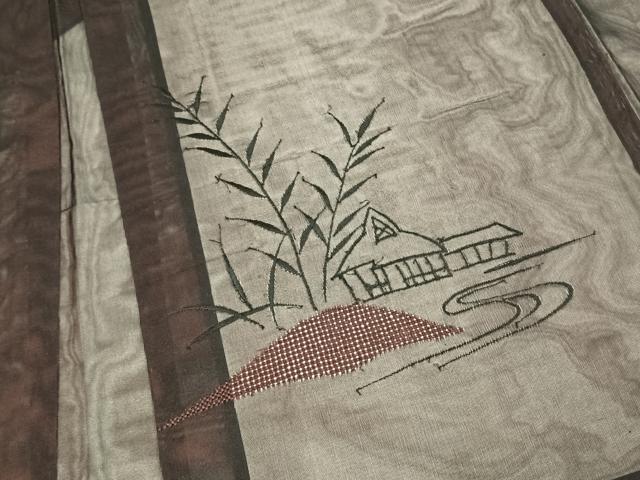 平和屋着物▽羽織　スリーシーズン　春夏秋　塵除け　刺繍　風景文　正絹　逸品　未使用　AABE5614fy 平和屋着物▽羽織 スリーシーズン 春夏秋 塵除け 刺繍 風景文 正絹