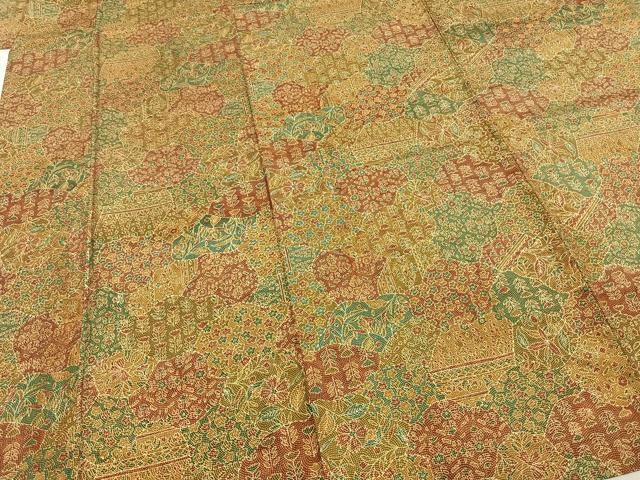 平和屋着物▽江戸小紋 本場染大島紬 単衣 切嵌花文 正絹 逸品 AABE5615fy