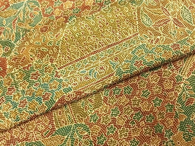 平和屋着物▽江戸小紋 本場染大島紬 単衣 切嵌花文 正絹 逸品 AABE5615fy