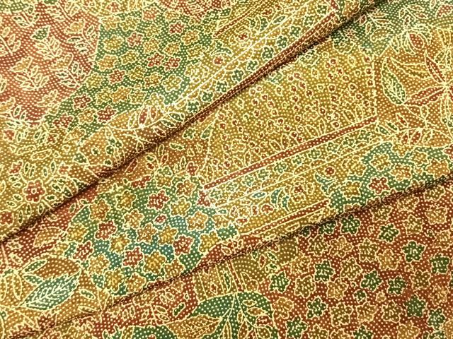 平和屋着物▽江戸小紋 本場染大島紬 単衣 切嵌花文 正絹 逸品 AABE5615fy