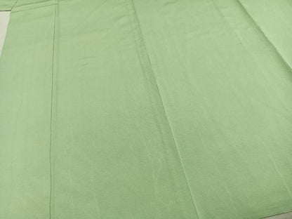 平和屋着物▽上質な色無地 単衣 唐草地紋 若葉色 正絹 逸品 AABE5616fy