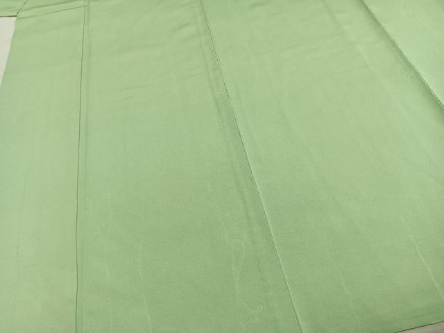 平和屋着物▽上質な色無地 単衣 唐草地紋 若葉色 正絹 逸品 AABE5616fy