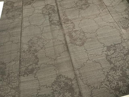 平和屋着物▽結城紬 単衣 100亀甲 雪輪文 正絹 逸品 AABE5620fy