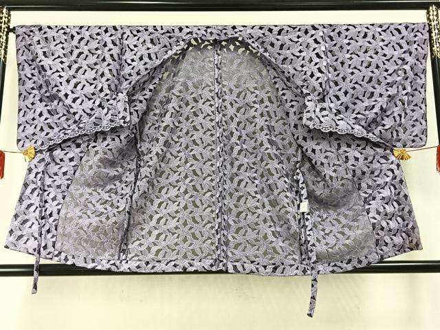 平和屋着物▽道行コート スリーシーズン 春夏秋 塵除け 刺繍 花尽くし 洗える着物 AABE5623fy