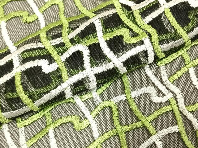 平和屋着物▽道行コート　スリーシーズン　春夏秋　塵除け　刺繍　幾何学文様　ロング丈　AABE5624fy 平和屋着物▽道行コート スリーシーズン 春夏秋 塵除け 刺繍 幾何学