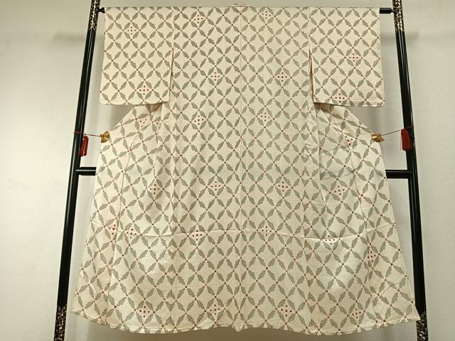 平和屋着物▽上質な小紋　単衣　絞り　幾何学文様　正絹　逸品　未使用　AABE5625fy