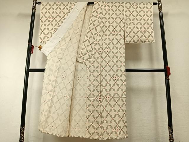 平和屋着物▽上質な小紋　単衣　絞り　幾何学文様　正絹　逸品　未使用　AABE5625fy