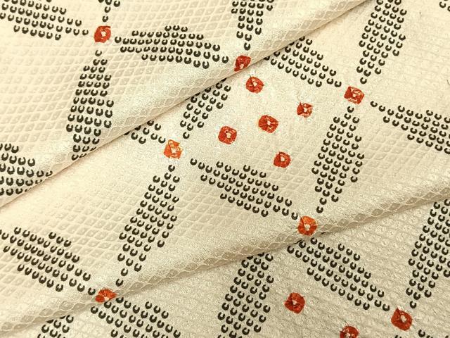 平和屋着物▽上質な小紋　単衣　絞り　幾何学文様　正絹　逸品　未使用　AABE5625fy