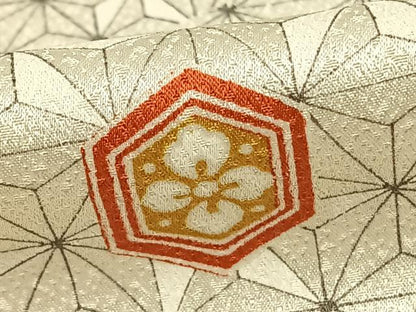 平和屋着物▽上質な小紋　単衣　亀甲花文　正絹　逸品　AABE5628fy
