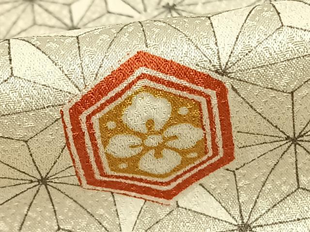 平和屋着物▽上質な小紋　単衣　亀甲花文　正絹　逸品　AABE5628fy