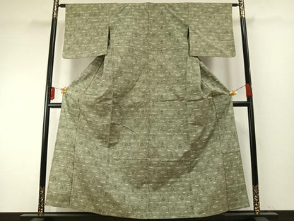 平和屋着物▽上質な紬 単衣 絣柄 正絹 逸品 AABE5629fy