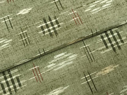 平和屋着物▽上質な紬 単衣 絣柄 正絹 逸品 AABE5629fy