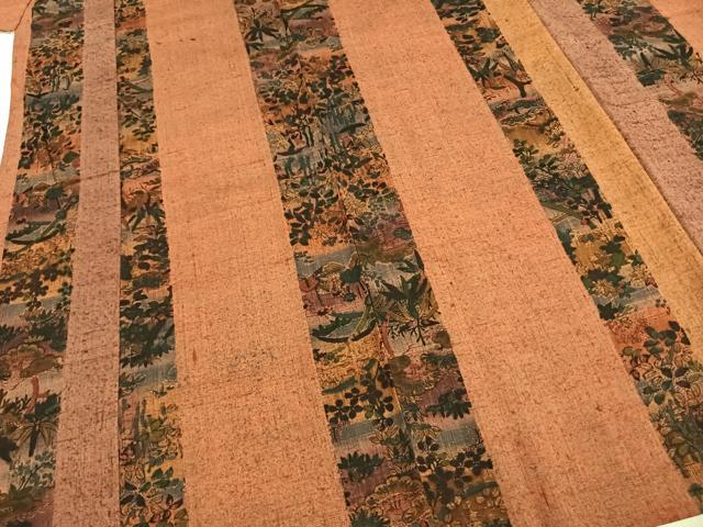 平和屋着物▽上質な紬　単衣　草花間道　正絹　逸品　AABE5630fy 平和屋着物▽上質な紬 単衣 草花間道 正絹 逸品 AABE5630fy