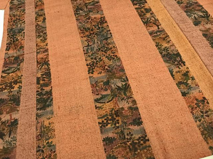 平和屋着物▽上質な紬 単衣 草花間道 正絹 逸品 AABE5630fy