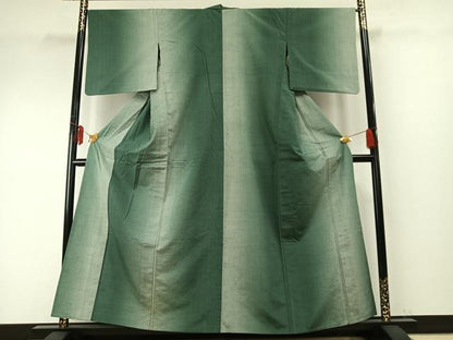 平和屋着物▽上質な紬　単衣　間道　正絹　逸品　AABE5631fy