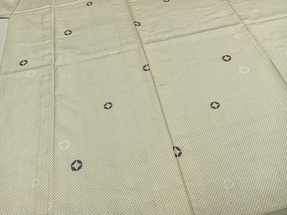 平和屋着物▽お召 単衣 刺繍 七宝文 正絹 逸品 AABE5633fy