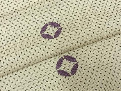 平和屋着物▽お召 単衣 刺繍 七宝文 正絹 逸品 AABE5633fy
