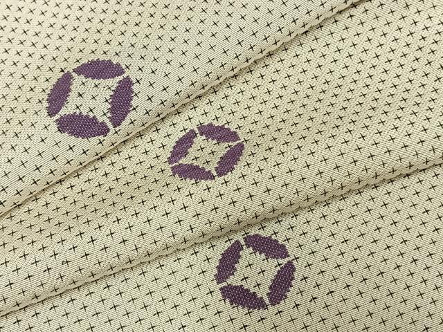 平和屋着物▽お召 単衣 刺繍 七宝文 正絹 逸品 AABE5633fy