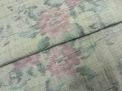 平和屋着物▽琉球紬 単衣 枝花文 反端付き 正絹 逸品 未使用 AABE5634fy
