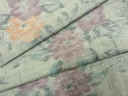 平和屋着物▽琉球紬 単衣 枝花文 反端付き 正絹 逸品 未使用 AABE5634fy