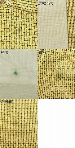 平和屋着物▽上質な紬 単衣 格子 正絹 逸品 AABE5636fy