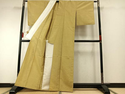 平和屋着物▽上質な紬 単衣 格子 正絹 逸品 AABE5636fy