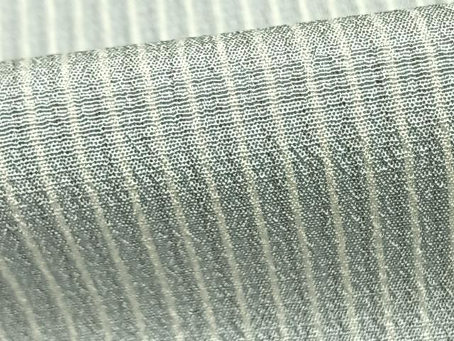 平和屋着物▽本塩沢　単衣　やまだ織　縞　証紙付き　正絹　逸品　AABE5639fy