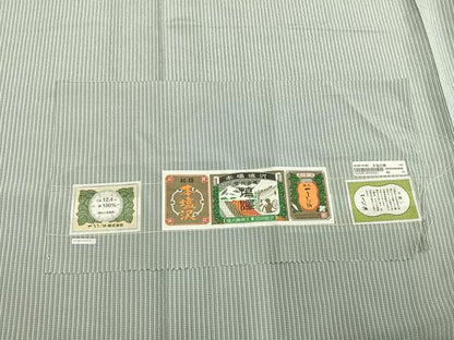 平和屋着物▽本塩沢　単衣　やまだ織　縞　証紙付き　正絹　逸品　AABE5639fy