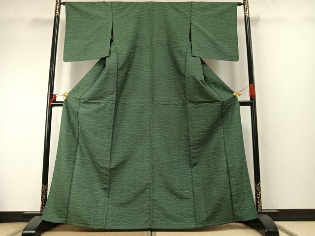 平和屋着物▽小紋 単衣 芝文 洗える着物 未使用 AABE5640fy