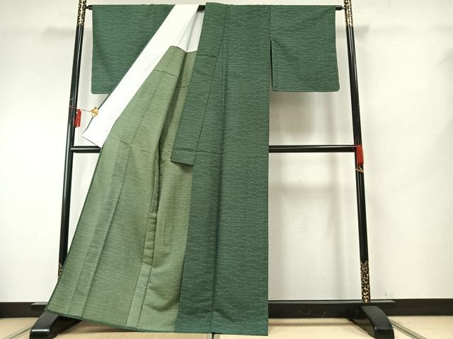 平和屋着物▽小紋 単衣 芝文 洗える着物 未使用 AABE5640fy
